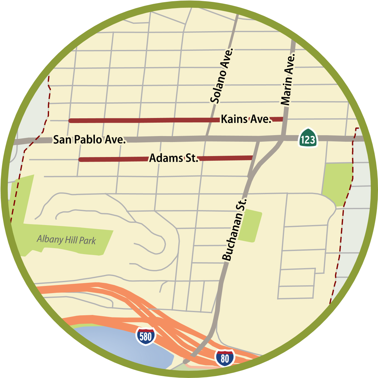 Kains, Adams Project location map